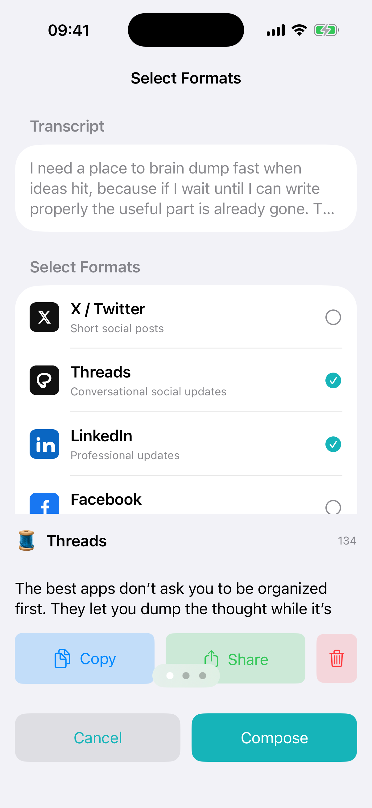 Dumple compose screen